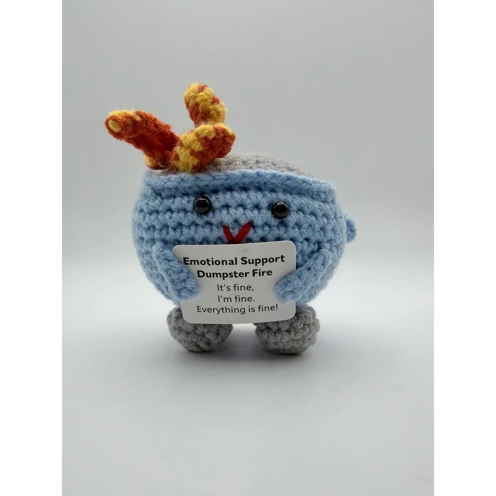 Emotional Support Dumpster Fire Crochet Plush Toy Funny Gift
